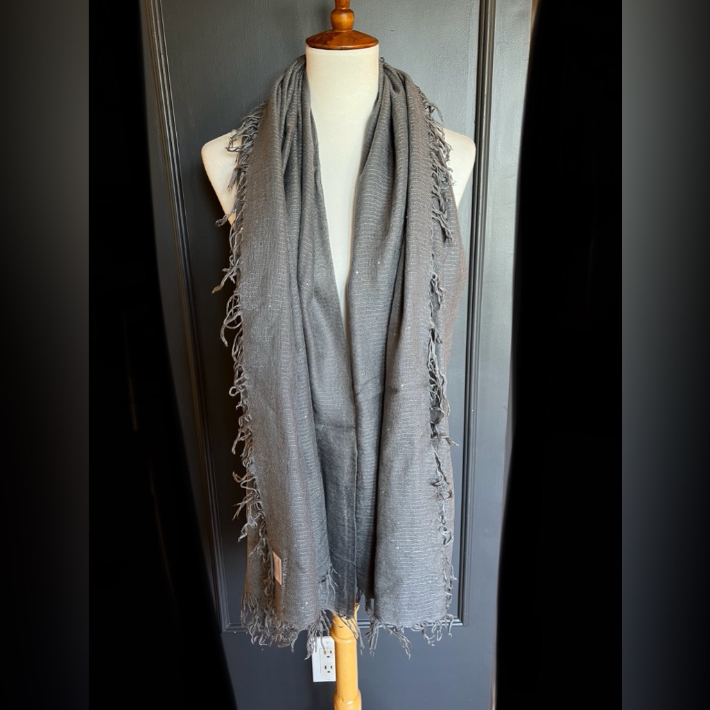 New Auth Chan Luu Scattered Sequins Cashmere And Silk Scarf Color: Castlerock